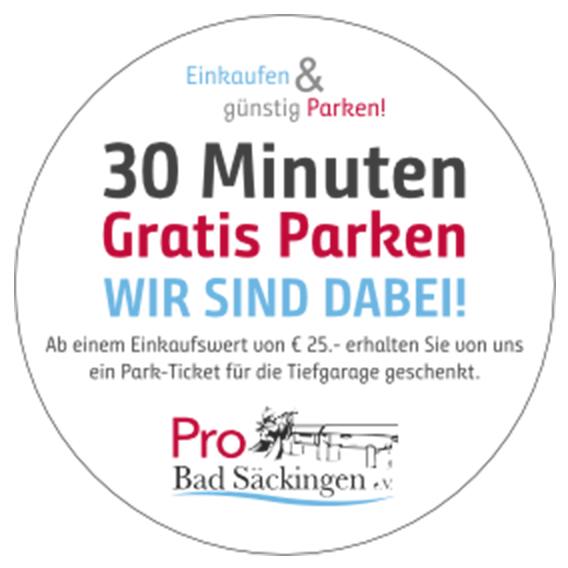 30 Minuten gratis parken in Bad Säckingen