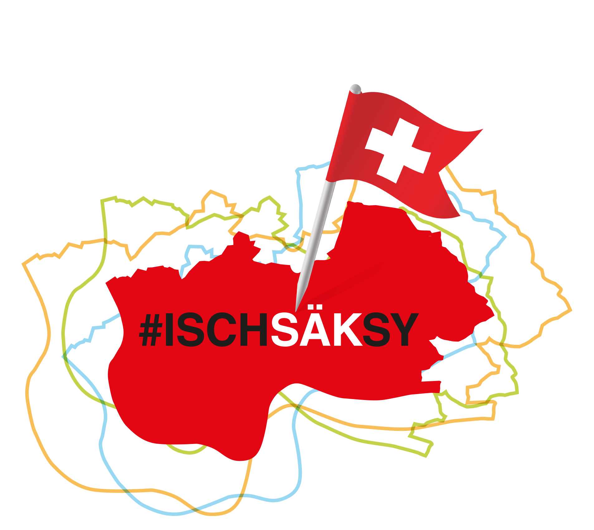 Umriss Stadt Bad Säckingen mit Schweizer Flagge